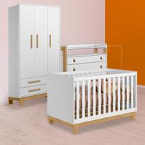 Berço Mini Cama Slim, Cômoda C/Nicho e Guarda Roupa Branco