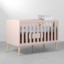 Berço Mini Cama Theo com Pés Retrô Natural - Rosa Berço Mini Cama Theo com Pés Retrô Natural - Rosa