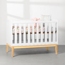Berço Mini Cama Theo com Pés Square Natural - Branco Fosco