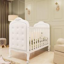 Berço Minicama 3 em 1 com Capitonê 100% Mdf Maya Espresso Móveis Branco Brilho