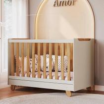 Berço Minicama 4 em 1 Americano 100% Mdf Levy Espresso Móveis OFF-WHITE/AMÊNDOA