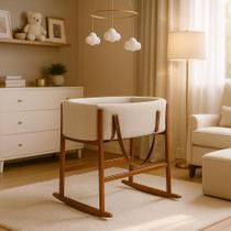 Berço Moises Bebê Conforto Portátil Com Alça de Couro Luxo