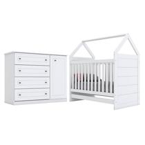 Berço Montessoriano Americano e Cômoda Infantil Mississipi Branco HP Henn