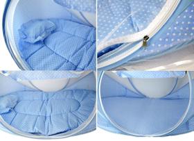 Berço Mosquiteiro Portátil Tenda Mosqueteiro Bebê Azul