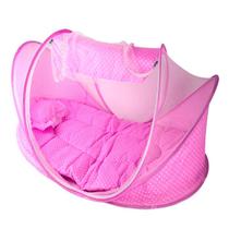 Berço Mosquiteiro Tenda Cercado Portátil Cor Rosa - Midsj