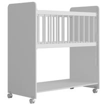Berço Móvel de Bebê com Rodinhas e Grade Móvel Jasmin Branco
