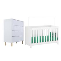 Berço Multifuncio3x1+ Cômoda Ditália 4 Gavetas Bbi-51 -239 Branco
