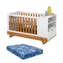 Berço Multifuncional Bkids Branco Freijó Eco Wood com Colchão - Matic - Matic Moveis