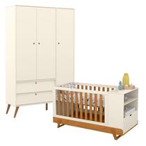 Berço Multifuncional Bkids com Guarda Roupa 3 Portas Gold Off White Freijó Eco Wood Matic