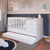 Berço Multifuncional com Cômoda e Vira Bicama- Branco Berço Multifuncional com Cômoda e Vira Bicama- Branco