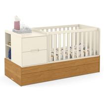 Berço Multifuncional Formare com Cama Auxiliar Off White/Freijó e Colchões D18 e D33 - Matic Móveis