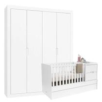Berço Multifuncional Formare E Guarda Roupa Tutto New 4 Portas Branco Acetinado - Matic