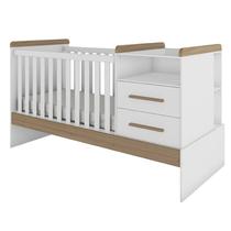 Berco multifuncional vini s/ cama auxiliar branco brilho/carvalho - moveis peroba