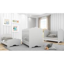 Berço Multimóveis Nuvem com Grade PVC Branco para Colchão 130cmx70cm REF. 0536PA