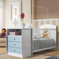 Berço Multimóveis Rafael com Gavetas Branco/Azul para colchão 130x60 REF. 0516 Berço Multimóveis Rafael com Gavetas Branco/Azul para colchão 130x60 REF. 0516