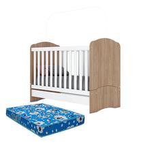 Berço Nacional Bala de Menta Rústico Branco com Colchão Ortobom Henn