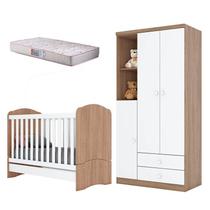 Berço Nacional e Guarda Roupa Infantil Bala de Menta Rústico Branco com Colchão Gazin - Henn Berço Nacional e Guarda Roupa Infantil Bala de Menta Rústico Branco com Colchão Gazin - Henn