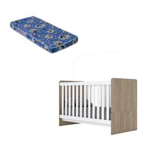 Berço Nacional Labirinto Rústico Branco Brilho com Colchão Ortobom - Henn