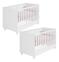 Berço Padrão Americano Com Rodizios Para Quarto De Gemeos Kit 2 Peças - Branco Móveis Leartam Berço Padrão Americano Com Rodizios Para Quarto De Gemeos Kit 2 Peças - Branco Móveis Leartam
