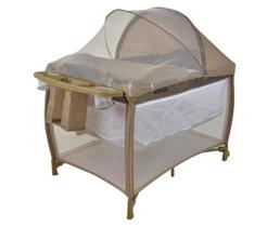 Berço para Bebê New Aconchego com Mosquiteiro Burigotto Bege