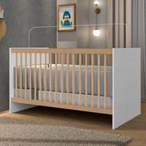 Berço para Quarto Infantil Lua Branco/Madeira