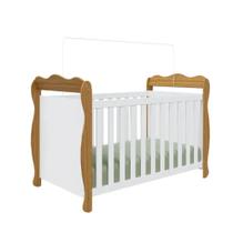 Berço Peroba Lisi Americano Branco com Amêndoa MDF Infantil