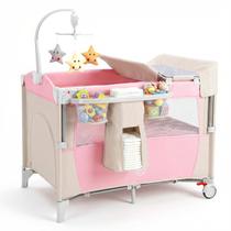 Berço Portátil BABY JOY 5 em 1 para Colchão ao Lado da Cama Rosa Berço Portátil BABY JOY 5 em 1 para Colchão ao Lado da Cama Rosa