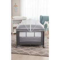 Berço Portátil Cercado Bebê 0-15kg Grafite Seguro
