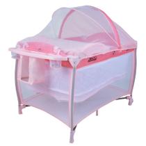 Berço Portatil Cercado Burigotto New Aconchego com Trocador e Mosquiteiro Pink Rosa