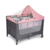 Berço Portátil Luck 2 Posições de Altura Mosquiteiro Rosa Boreal Voyage