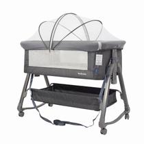 Berço Portátil Moises Co-bed Dobrável Com Abertura Lateral Balanço Mosquiteiro e Cesto até 9kg Cinza KaBaby