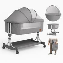 Berço Portátil Moisés Infantil com Balanço, Mosquiteiro e Altura Ajustável 0 a 3 anos Berço Portátil Moisés Infantil com Balanço, Mosquiteiro e Altura Ajustável 0 a 3 anos