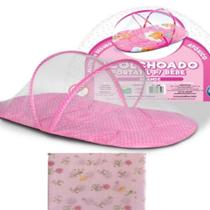 Berco portatil mosquiteiro infantil bebe tenda colchonete cama dobravel menino rosa - MAKETOYS