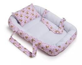 Berço Portátil Ninho Redutor Bebê MENINA - URSA ROSA
