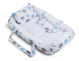 Berço Portátil Ninho Redutor Bebê MENINO - NUVENS AZUL JOLI