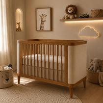 Berço Premium Acabamento Alto Padrão 2 em 1 vira Mini Cama Madeira Maciça Nogueira com Palhinha Natural Tela Rattan Quater Brinde Colchão Berço Premium Acabamento Alto Padrão 2 em 1 vira Mini Cama Madeira Maciça Nogueira com Palhinha Natural Tela Rattan Quater Brinde Colchão
