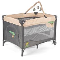 Berço Premium Chiqueirinho Portátil Preto e Marrom com Brinquedo Multmaxx
