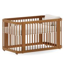 Berço Premium de Madeira Maciça Modelo Evolutivo 3 em 1 Cromo Nogueira Marca Quater
