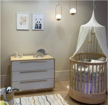 Berço progressivo 3 em 1 + comoda wave 3 em 1 nature branco - divicar