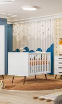Berço Qencanto Retrô Qmovi Branco Acetinado + Colchão Gazin
