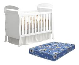 BERÇO RELLER DANNY BRANCO BRILHO COM COLCHAO 130x70x10 D18