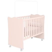 Berço Simples Com Rodízios Doce Sonho Rosa - Qmovi