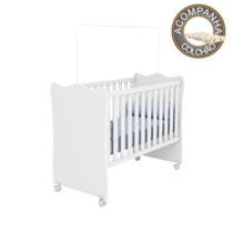 Berço Simples com Rodízios e Colchão 60 cm Nana Nenem Doce Sonho Branco Qmovi Umaflex Berço Simples com Rodízios e Colchão 60 cm Nana Nenem Doce Sonho Branco Qmovi Umaflex
