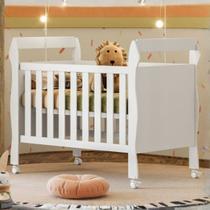 Berço Slim c/ Colchão 2 em 1 Mini Cama Branco MDF Resistente
