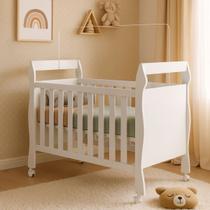 Berço Slim Mini Cama 2 em 1 MDF Branco Acompanha Colchão