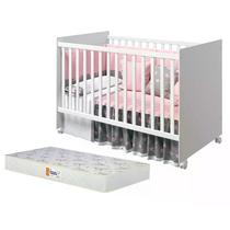 Berço Tico Branco Brilho com Colchão D18 de 10cm - Reller Móveis Berço Tico Branco Brilho com Colchão D18 de 10cm - Reller Móveis
