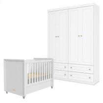 Berço Tutto New E Guarda Roupa 4 Portas Mississipi Branco Fosco - Matic Berço Tutto New E Guarda Roupa 4 Portas Mississipi Branco Fosco - Matic