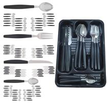 Berlim Faqueiro 96 Pçs Preto Aço Inox C/ 4 Porta Talheres Berlim Faqueiro 96 Pçs Preto Aço Inox C/ 4 Porta Talheres