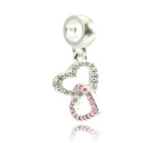 Berloque 2 Corações Pedra Zircônia Prata Legitima 925 Berloque 2 Corações Pedra Zircônia Prata Legitima 925