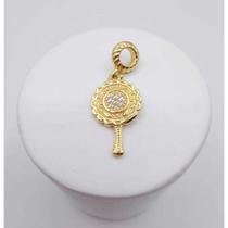 Berloque abebe cravejado micro zircônias banhado a ouro